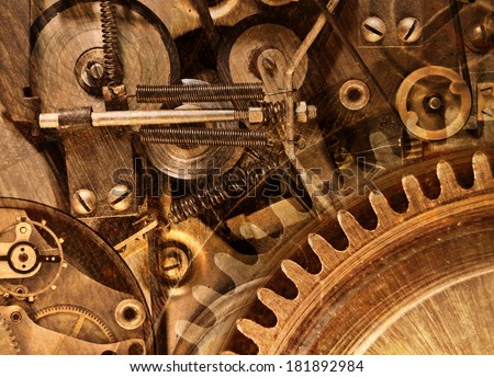 Abstract stylized collage of a mechanical device