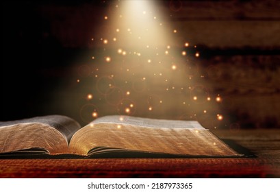 Abstract Of Sun Light With Open Bible. Christian Concept.