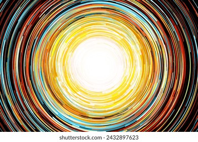 Abstract sun, neon circle lines with empty copy space inside isolated on black background. Colorful led lights long exposure rotation photo. Shiny light source. Cosmos space sun planet abstraction. - Powered by Shutterstock - Get 15% off with code: PIKWIZARD15