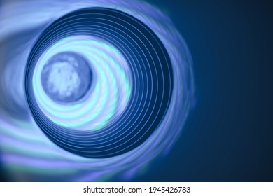 Abstract swirl tunnel with silver blue light on a background pattern textured for design.