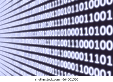 Abstract tech binary text taked from perspective