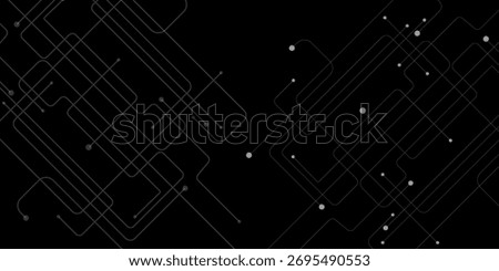 Abstract technologic seamless pattern. Futuristic background. Circuit board texture background, seamless pattern. White lines and dots on black background. Vector design. Constellations seamless	