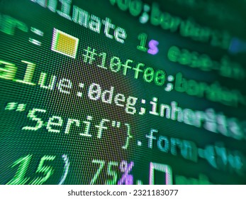 Abstract technological background with digits and lines. Code language on a computer screen with a shallow depth of field. Business and AI technology represent learning process