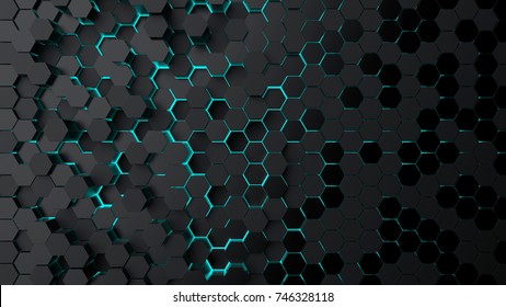 Abstract technological hexagonal background. 3d rendering - Shutterstock ID 746328118
