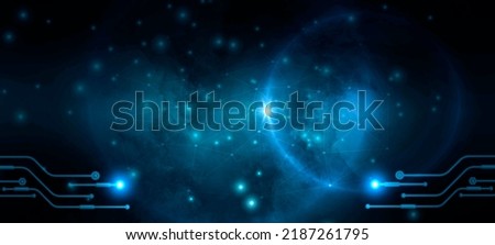 Abstract technology background, the circuit board on dark blue color with cloud and smoke floating up the interior texture. illustration-tech or digital future technology concept. 
