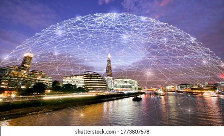 Abstract technology background in London for global business concept 