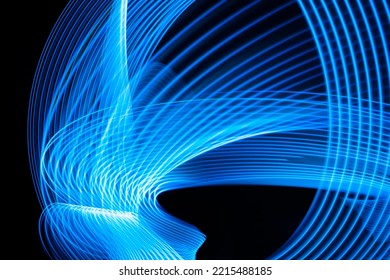 Abstract technology background of long exposure light on black.