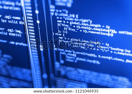 Abstract technology background. Programming code. Search engine 