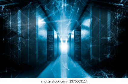 Abstract technology big data visualization 3d rendering cold toning