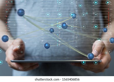 Abstract technology geometric and data