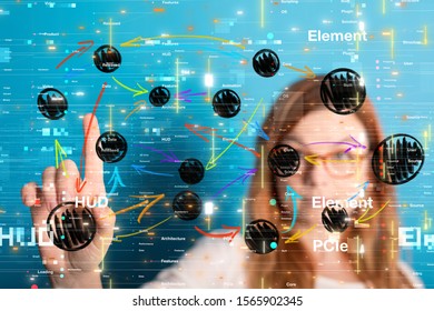 Abstract technology geometric and data