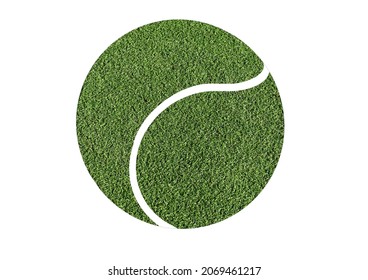 Abstract tennis ball. Design element isolated on white background. Green grass or artificial lawn in the form sports symbol.