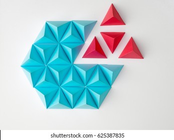 Abstract tetrahedron pie chart background. Copy space available. Usefull for business and web