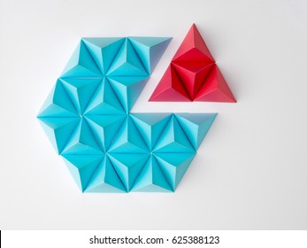 Abstract tetrahedron pie chart background. Copy space available. Usefull for business and web