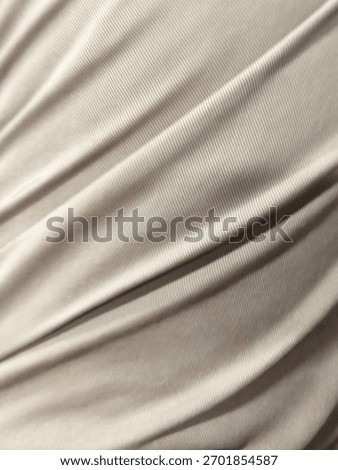 Abstract textile background in a pale neutral color showing delicate vertical ribs and flowing drapery.