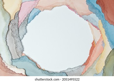 Abstract Texture Background. Layers Of Watercolor Painted Paper. Torn Edges.