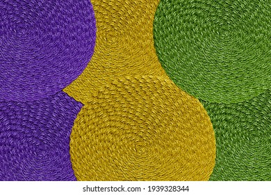 Abstract Texture Background Of Purple, Green And Yellow Round Table Mat.