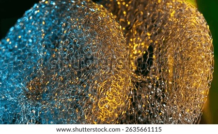 Abstract texture. Metallic colored macro abstract. Shiny twisted metal wire. Soft focus