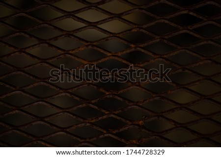 Abstract texture of old stainless steel rusted metal fence. Wire mesh. The cage metal net on nature background for designer use.