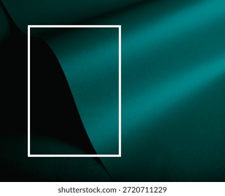 Abstract textured background presenting transformative teal as the color of 2026 through layered light and shadow. A vertical framed swatch intersects with a soft curved form, creating a balanced