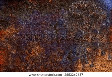 Abstract textured background showing rust and corrosion effect with orange and purple tones