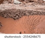 Abstract textures of dried and cracked desert mud flow