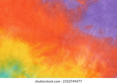 Abstract tie dye multicolor fabric cloth Boho pattern texture for background or groovy wedding card, sale flyer, 60s, 70s poster, kid tie-dye diy backdrop. Modern Watercolor Wet Brush Fabrics Art - Shutterstock ID 2310749477
