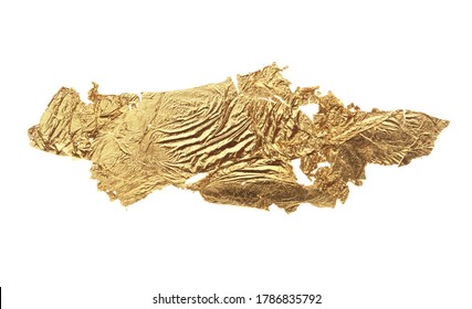 Abstract torn piece of patal paper on white background. Gold and bronze color. 