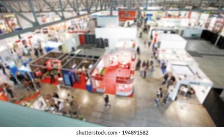 Abstract trade show panoramic view, intentionally blurred post production