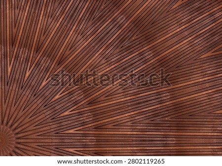 Abstract triangular chevron parquet pattern featuring fine grain mahogany wood planks, symmetrical geometric carpentry background texture