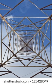 Abstract Unusual View From Beneath An Old Radio Tower.