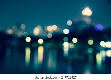 Abstract Urban Night Light Bokeh, Defocused Background