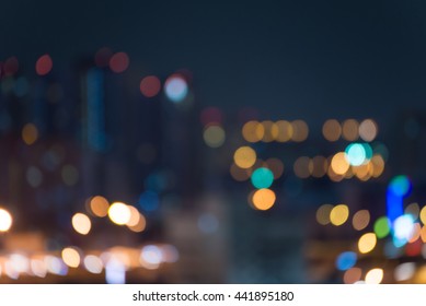 Abstract Urban Night Light Bokeh Defocused Background