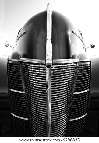 Abstract view of a 1930's era automobile front end.