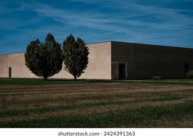 Abstract view of Aldo Rossi Cemetery in Modena, Italy