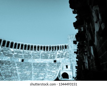 Abstract view of Aspendos roman theatre in Turkey