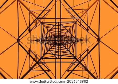 abstract view of an electrical tower seen from the ground