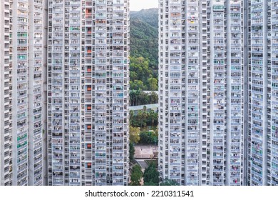 Abstract view of the public housing in Ma On Shan, Hong Kong, daytime outdoor