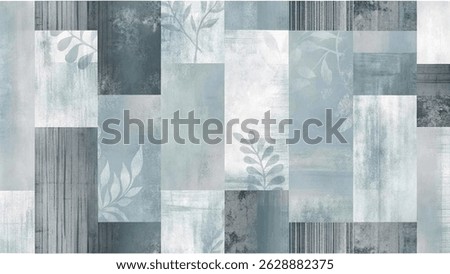 Abstract vintage-style wallpaper design with a patchwork layout