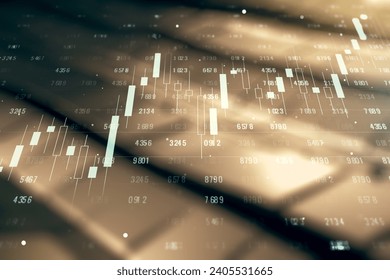 Abstract virtual analytics data spreadsheet on abstract metal background, analytics and analysis concept. Multiexposure