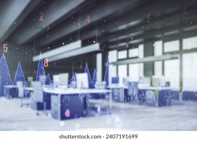 Abstract virtual analytics data spreadsheet on a modern furnished classroom background, analytics and analysis concept. Multiexposure - Powered by Shutterstock - Get 15% off with code: PIKWIZARD15