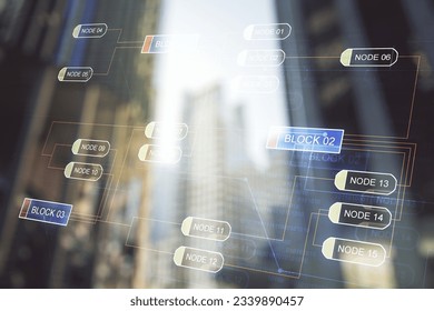 Abstract virtual coding illustration on modern architecture background, software development concept. Multiexposure - Powered by Shutterstock - Get 15% off with code: PIKWIZARD15