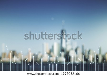 Similar – Illuminated skyscrapers in Frankfurt/Main during the blue hour