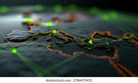 Abstract visualization of a global network with glowing nodes and connecting lines, representing data flow and interconnectedness.