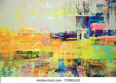 Abstract Wallpaper Of Oil Painting With Brush Strokes In Hot Colors