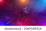 Abstract of warp or hyperspace motion in blue star trail.