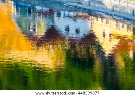 abstract Water reflections : Beautiful Cesky Krumlov, Austria