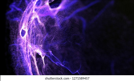 Abstract water splash.Big data. Cyber or technology background. Neon flare. 3D rendering.