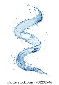 Abstract Water Splash In Spiral Shape, Isolated On White Background.