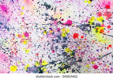 Abstract Watercolor Paint Splash On Paper Background 